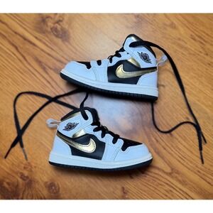 Nike Air Jordan 1 Mid Retro White Gold (TD)‎ - 640735-190 Size 5C Toddler Baby